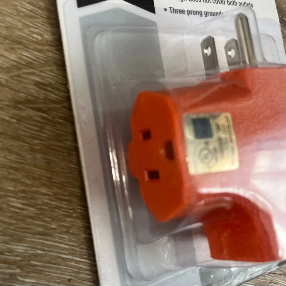 Orange 3-Way Grounded Adapter